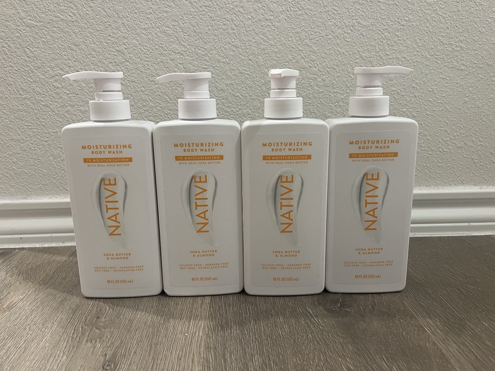 Native Moisturizing Body Wash Shea Butter & Almond, 18 fl oz, 4 pack
