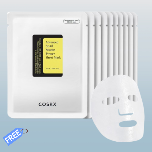COSRX Snail Mucin Sheet Mask 10 Pack with Hydrating Serum for Glowing Skin