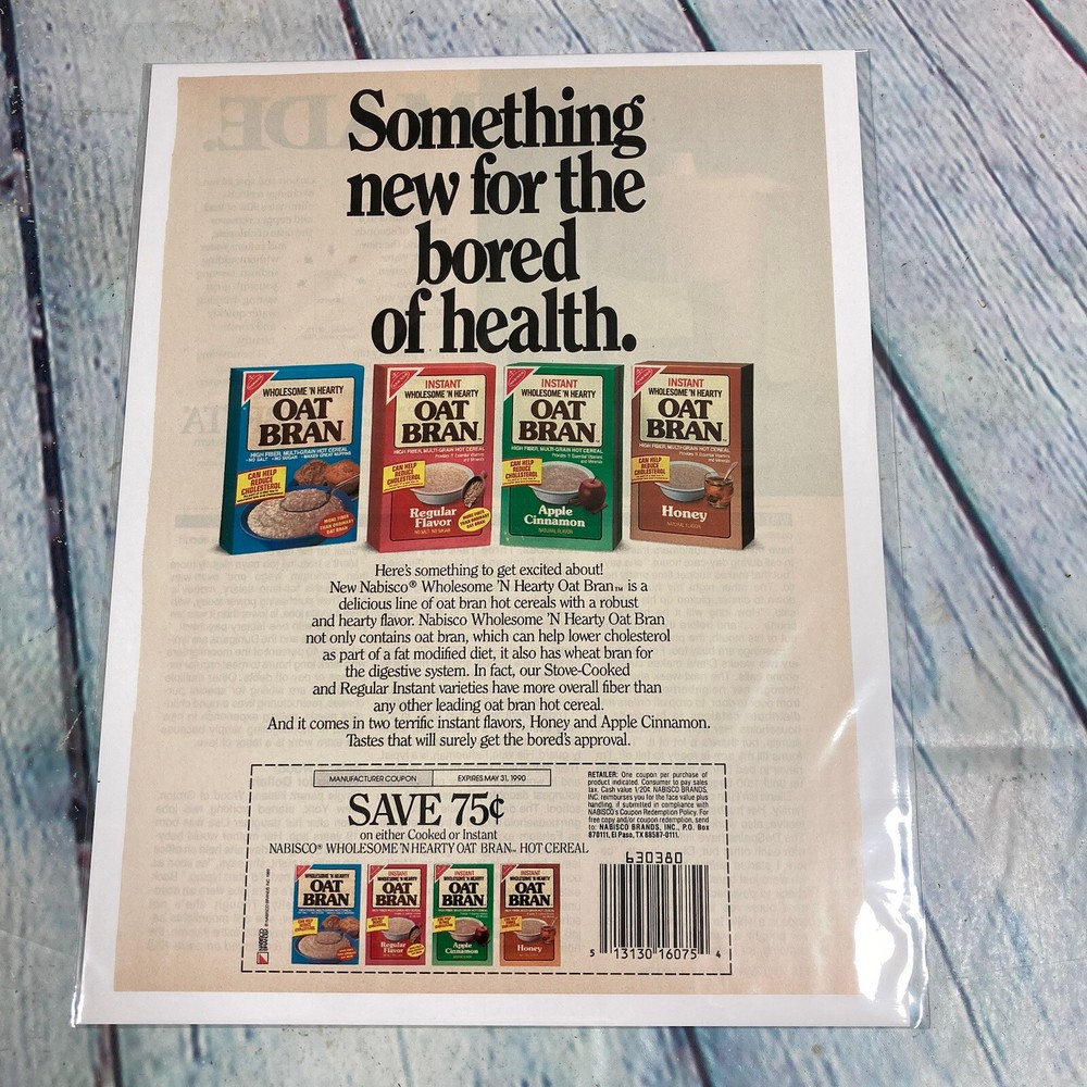 1989 Oat Bran Instant Cereal Coupon Vtg Print Ad/Poster Promo Art Magazine Page-image