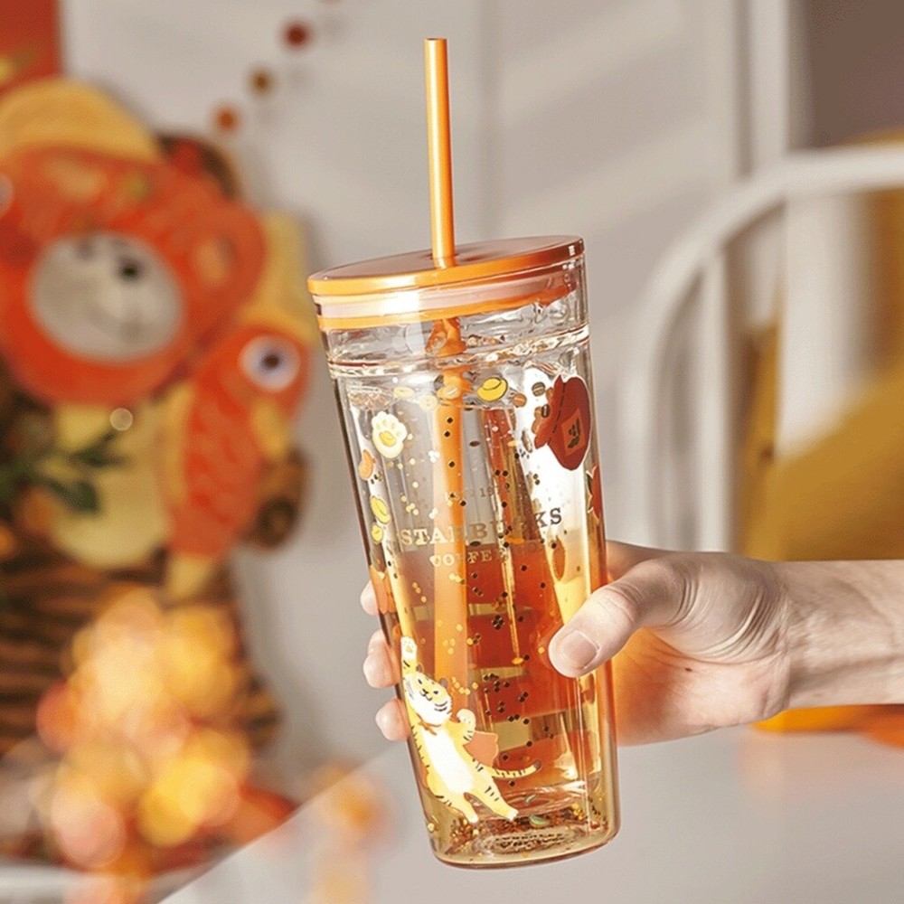 2022 Starbucks China Tiger Year 20oz Glitter Straw Tumbler for Good Luck-image