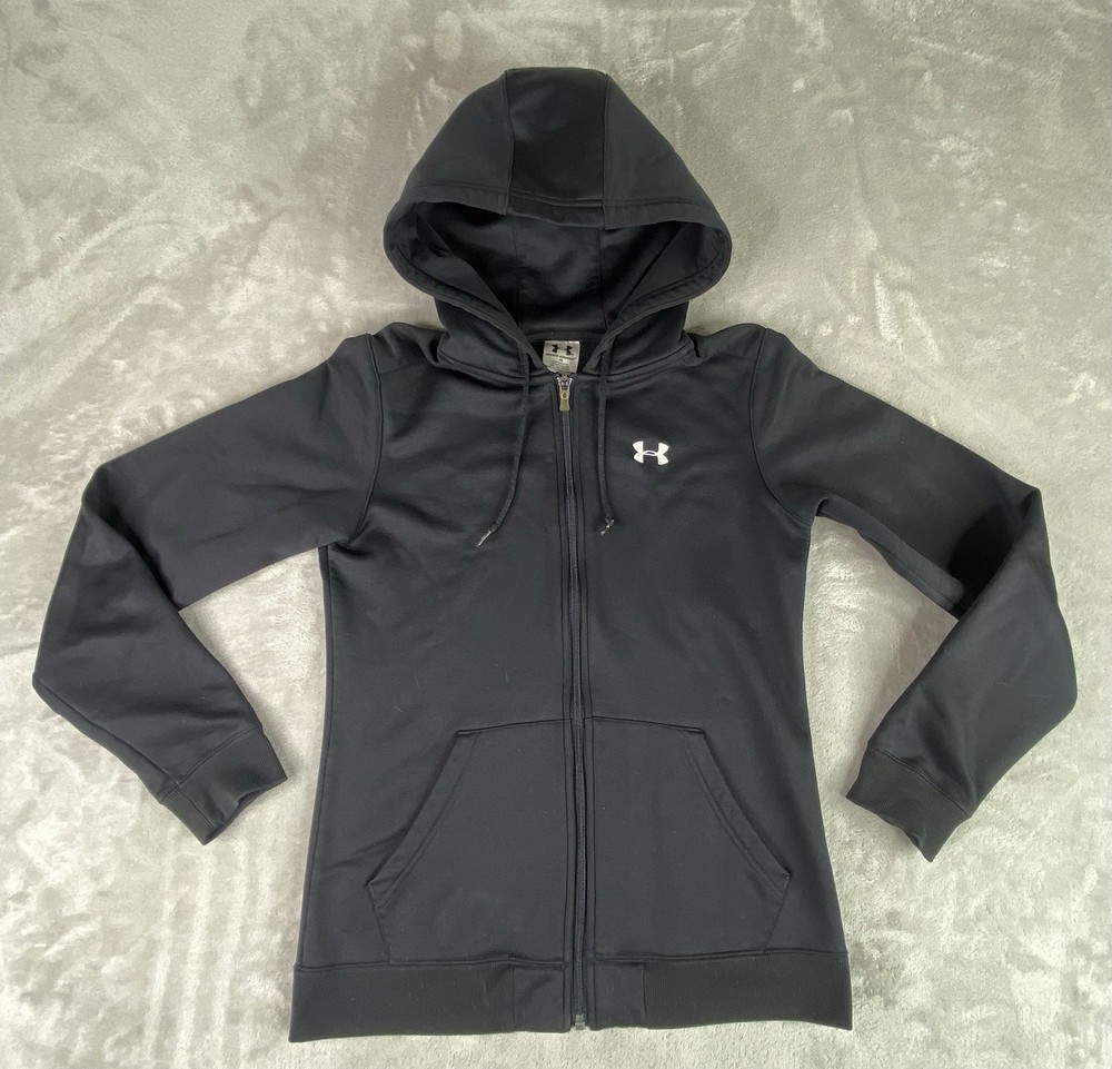 Under Armour Women’s Black Full Zip Athletic Hoodie Pockets Size Small
