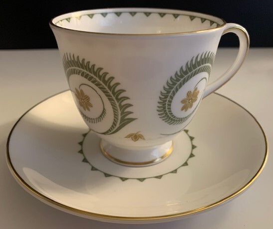 Susie Cooper Assyrian Motif Floral Tea Cup & Saucer Set - Bone China - England