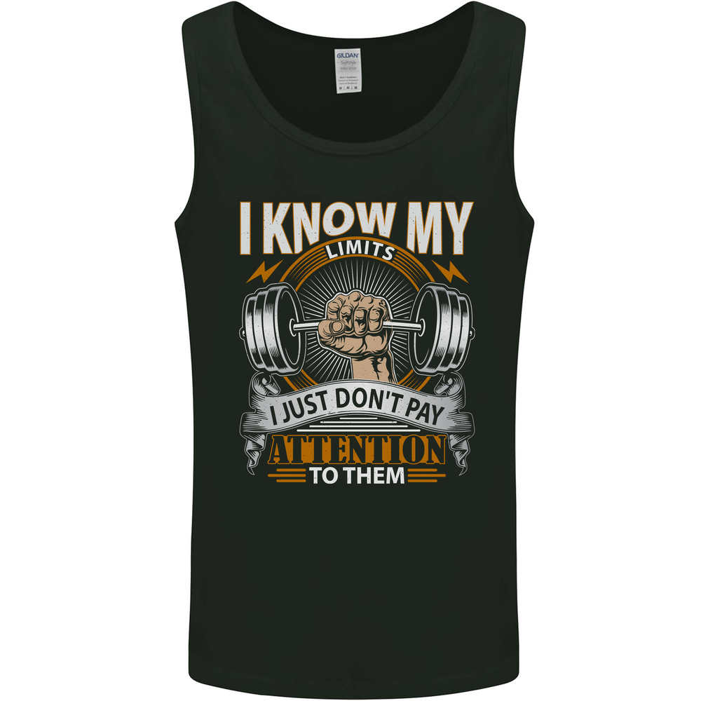 My Limits Inspirational Gym Quote Bodybuilding Mens Vest Tank Top