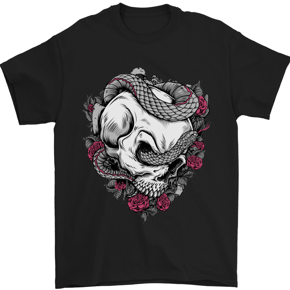 Snakes and Skull Biker Heavy Metal Gothic Mens T-Shirt 100% Cotton