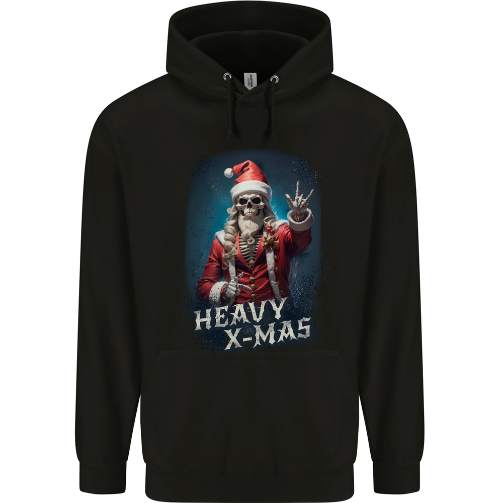 Rock n Roll Xmas Skull Metal Hoodie for Men - 80% Cotton