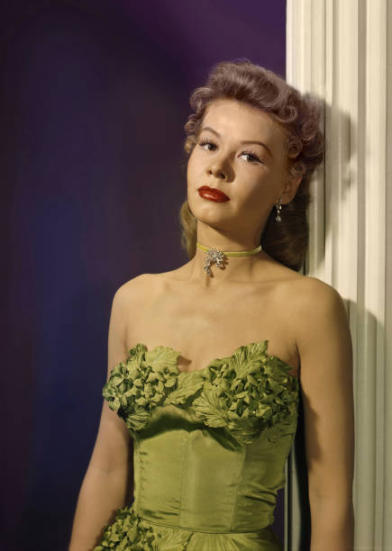 Vera Ellen portrait in an off the shoulder green dress circa 1947 Old Photo