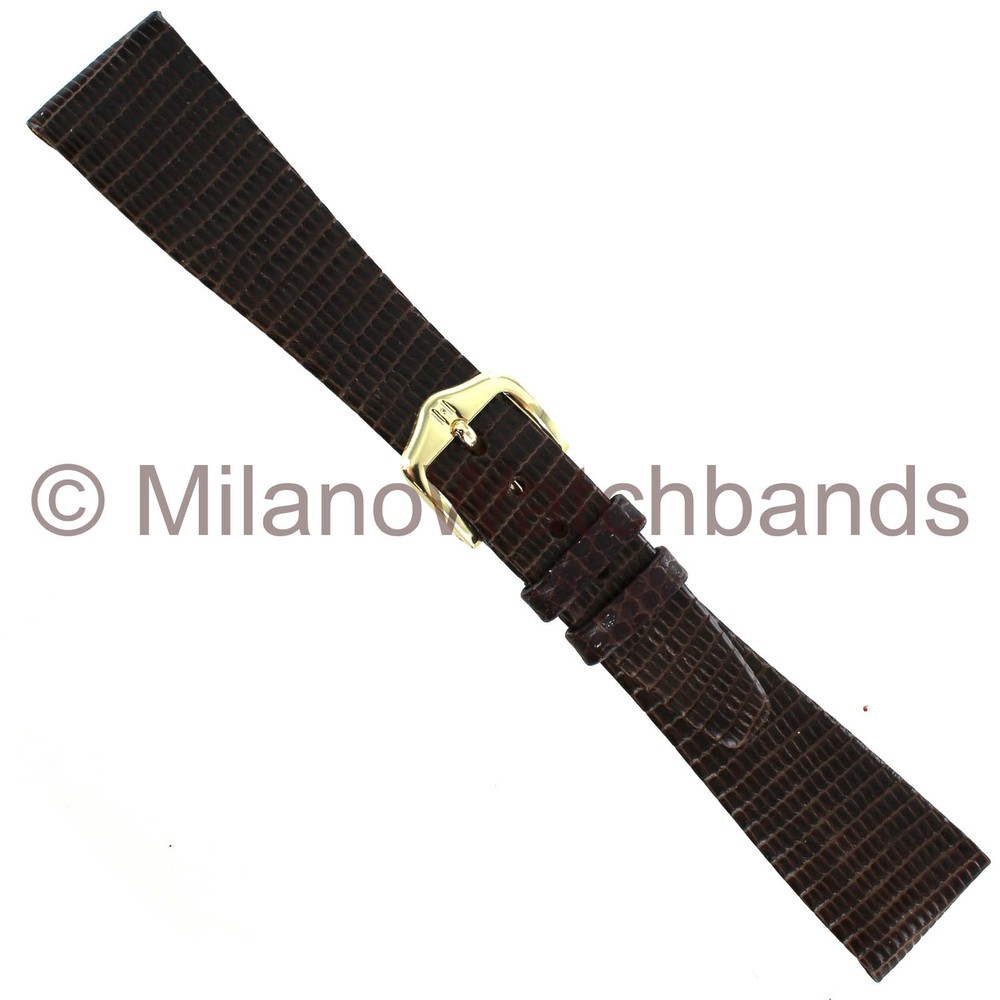 17mm Hirsch Genuine Lizard Brown Ladies Short Tapered Watch Band Unstitched