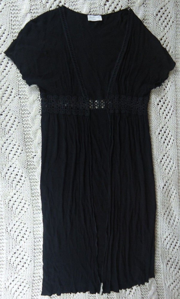 Anthropologie Wrap/OverDress By Lavender Field Women's Size L Black Witchy BOHO