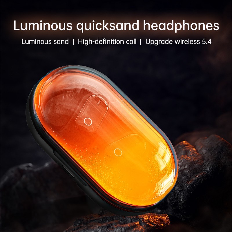 Wireless over-ear earbuds with luminous sand design, ideal for running and workouts