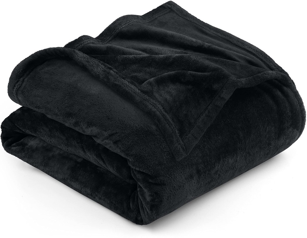Full Size Black 300GSM Luxury Soft Anti-Static Microfiber Fleece Blanket