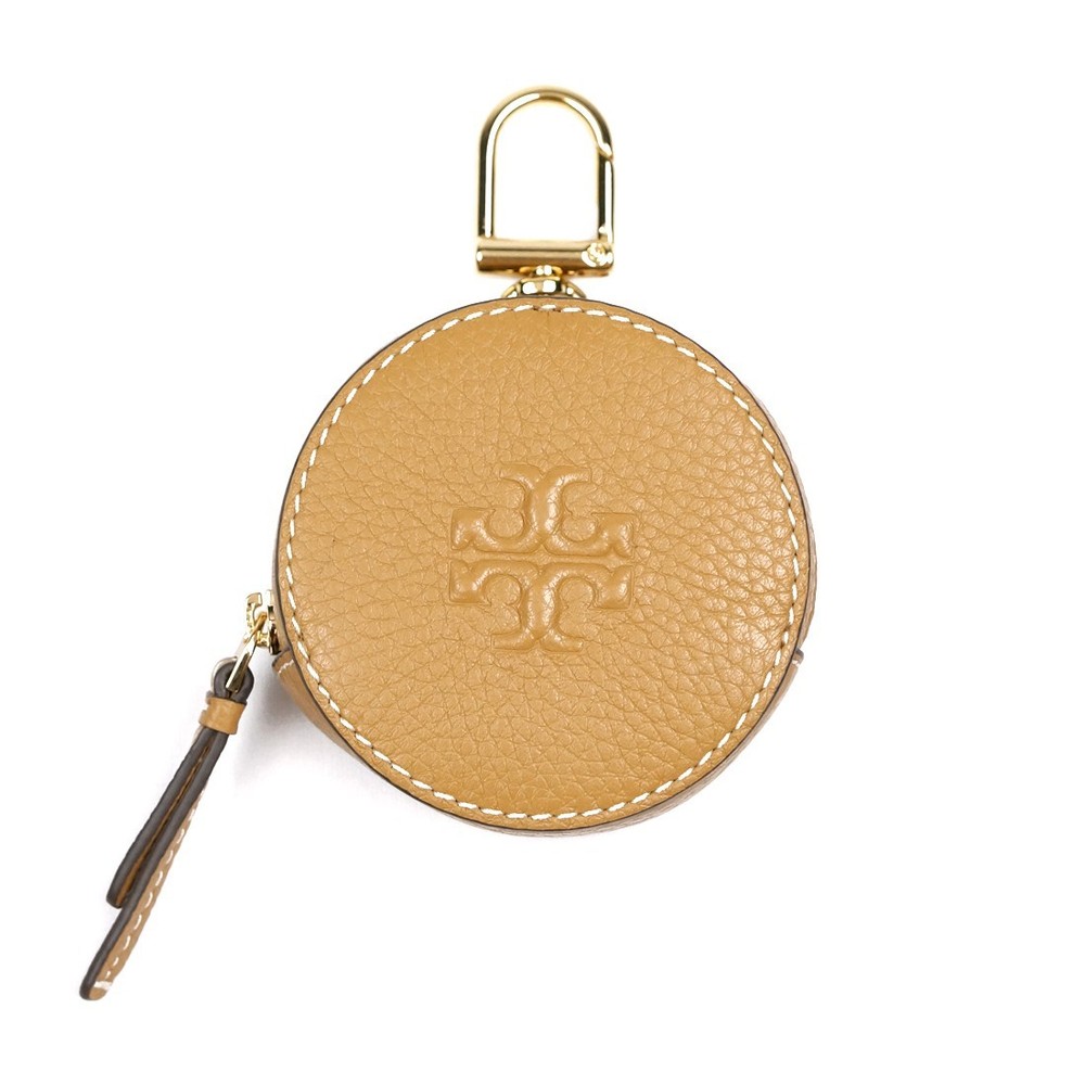 Tory Burch Thea Tiramisu Pebble Leather Small Logo Coin Pouch Wallet Case 150410