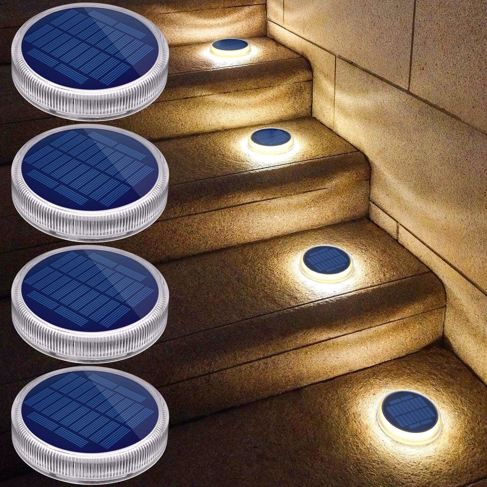 Solar Powered Outdoor Step Lights Waterproof Warm White Stair Lighting