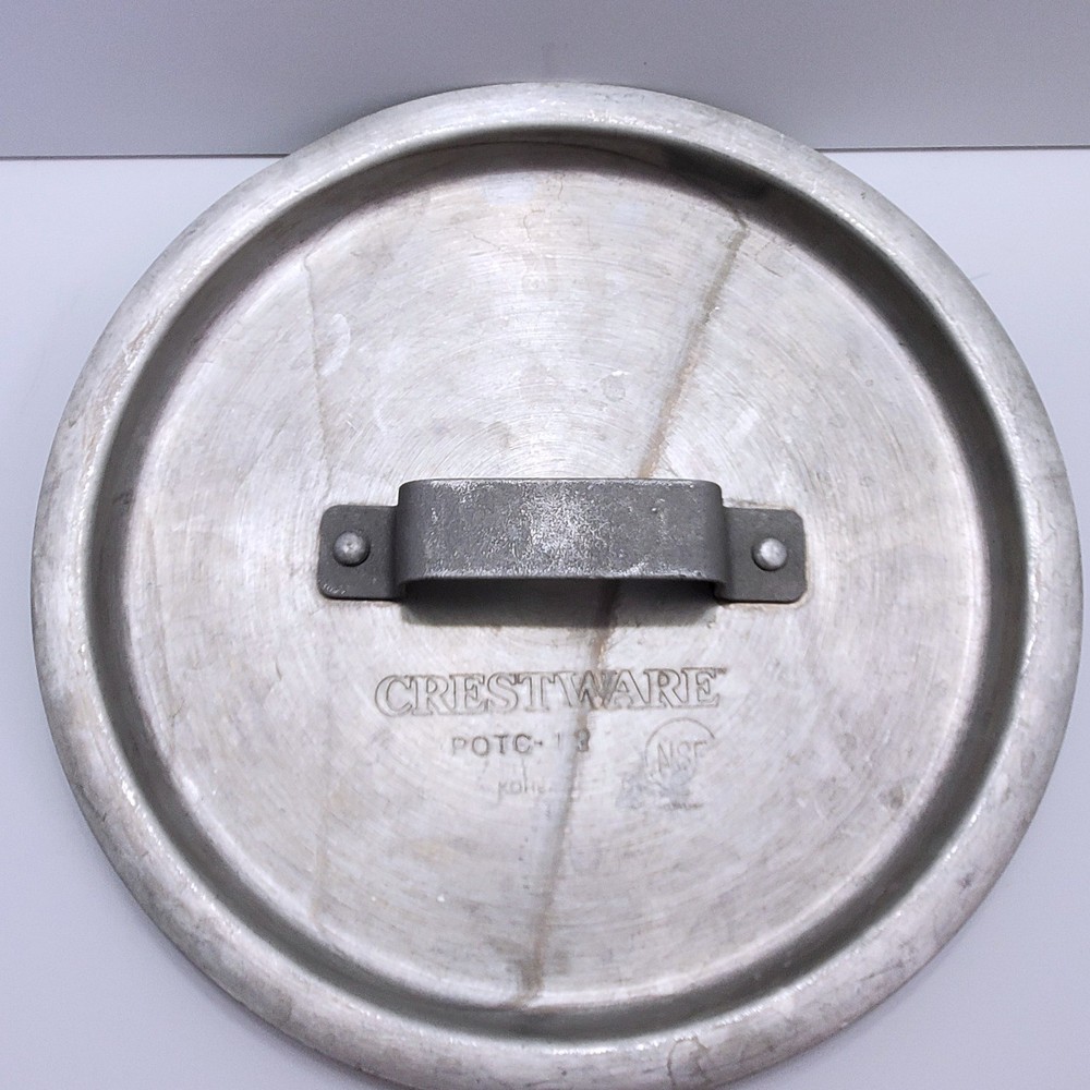 CRESTWARE POTC12 Stock Pot Cover 10 7/8 in Dia Aluminum 21D875