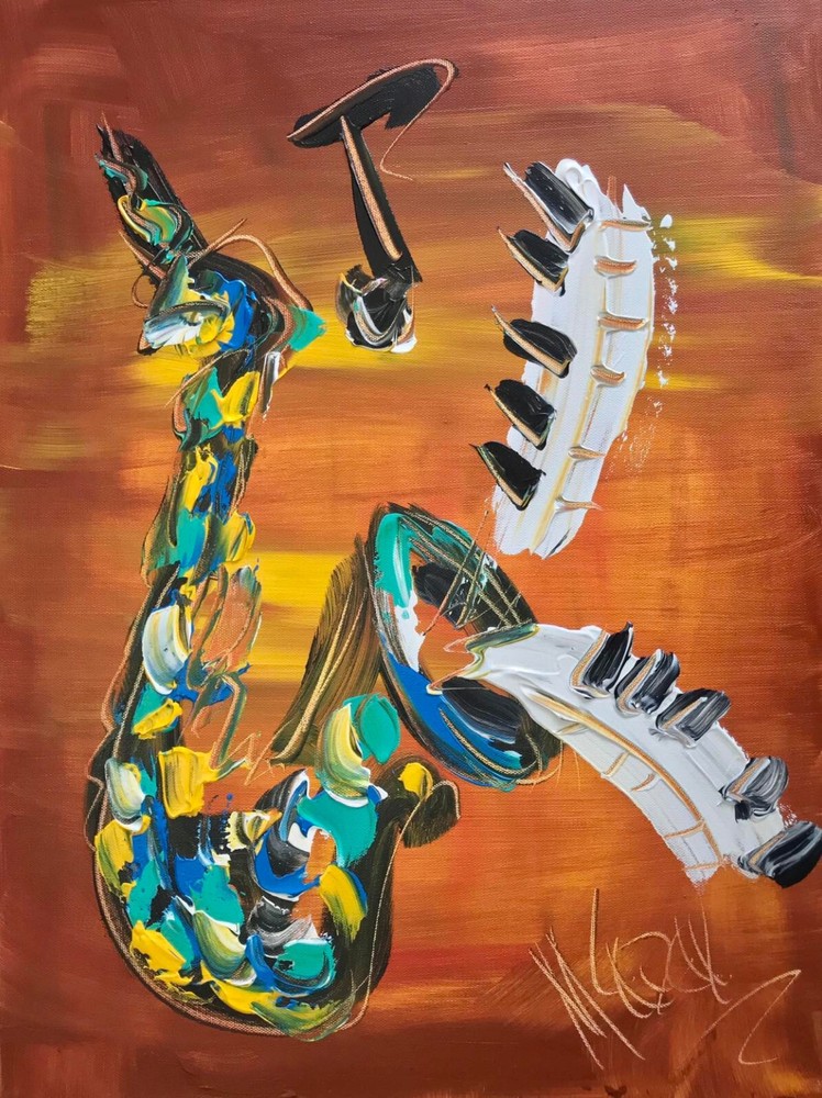 GREEN SAX.████████ MODERN CANVAS  original oil painting ABSTRACT ART ██████G7y..
