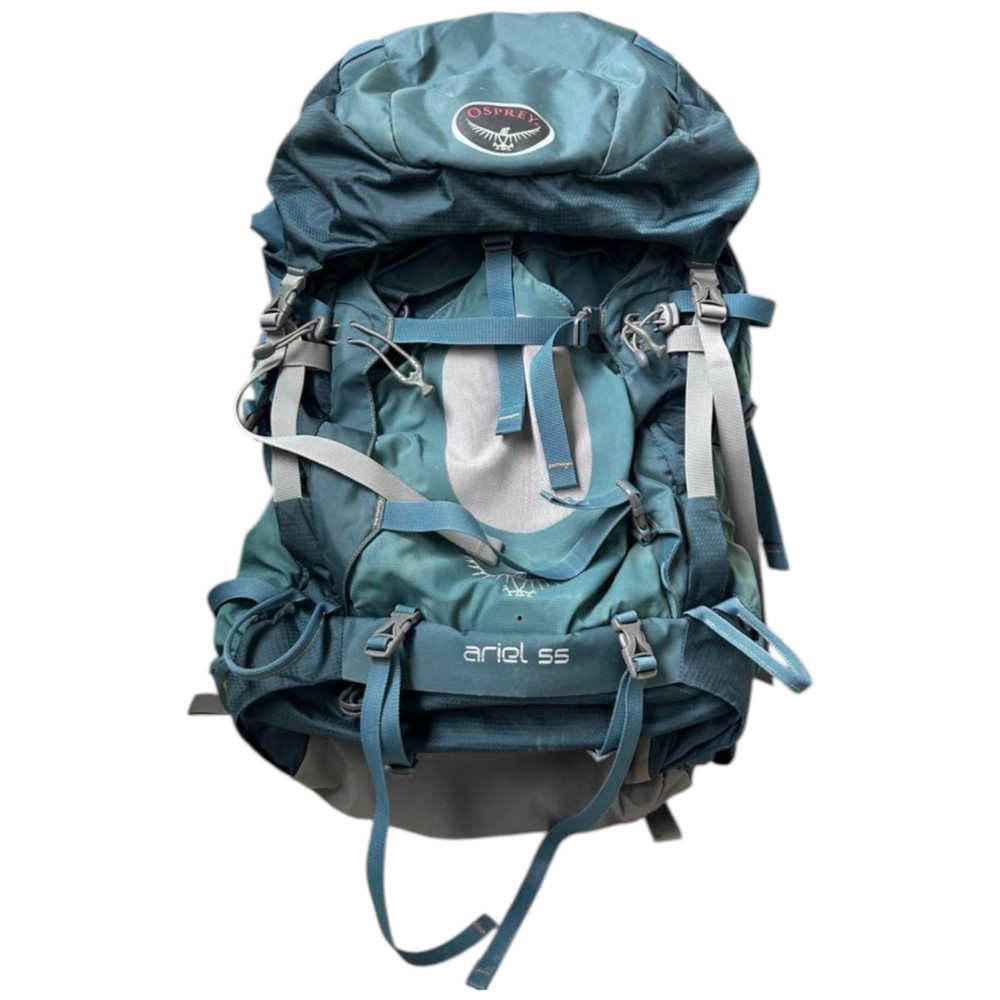Osprey Ariel 55L Womens Hiking Backpack Blue With Rain Cover Used Japan