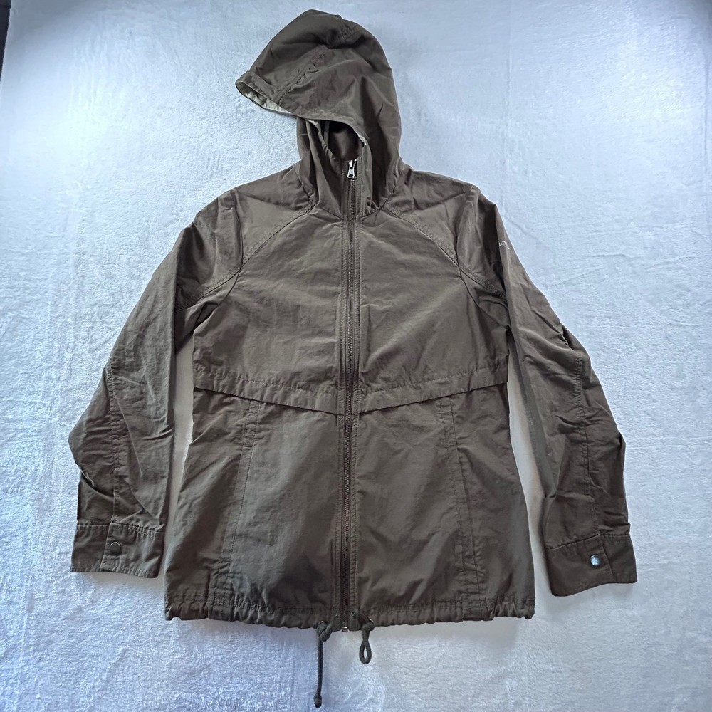 Columbia Jacket Mens Small Hooded Lightweight Brown Rain Windbreaker Coat