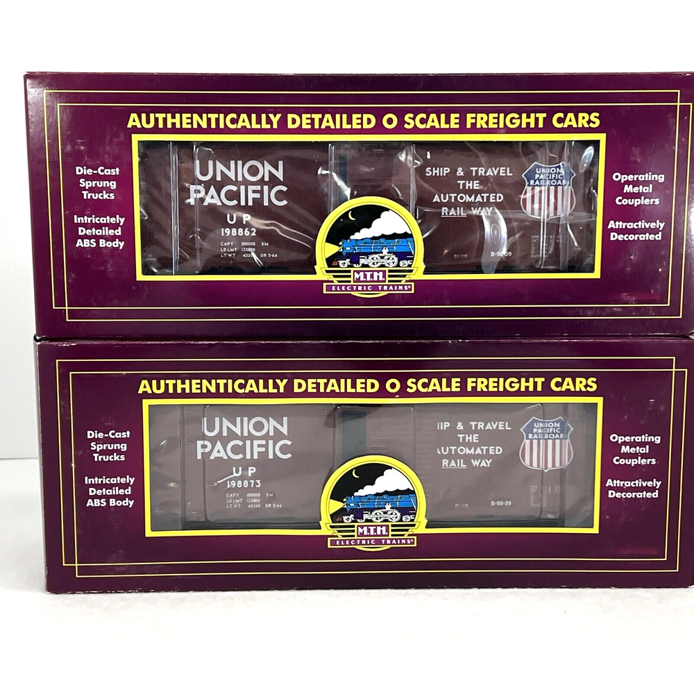 MTH Premier Lot of (2) 20-90792D & G Union Pacific 40’ AAR Boxcar O Gauge New UP
