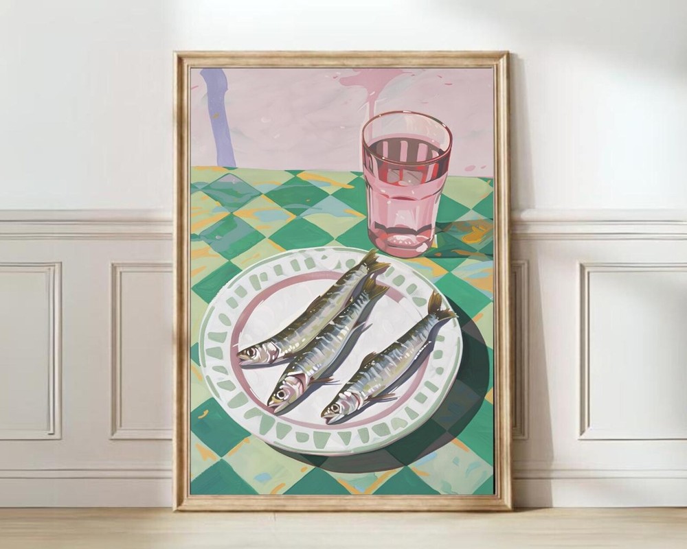 Sardines Print Sardine Tin Vintage Poster Retro Sardine Wall Art Fish Print