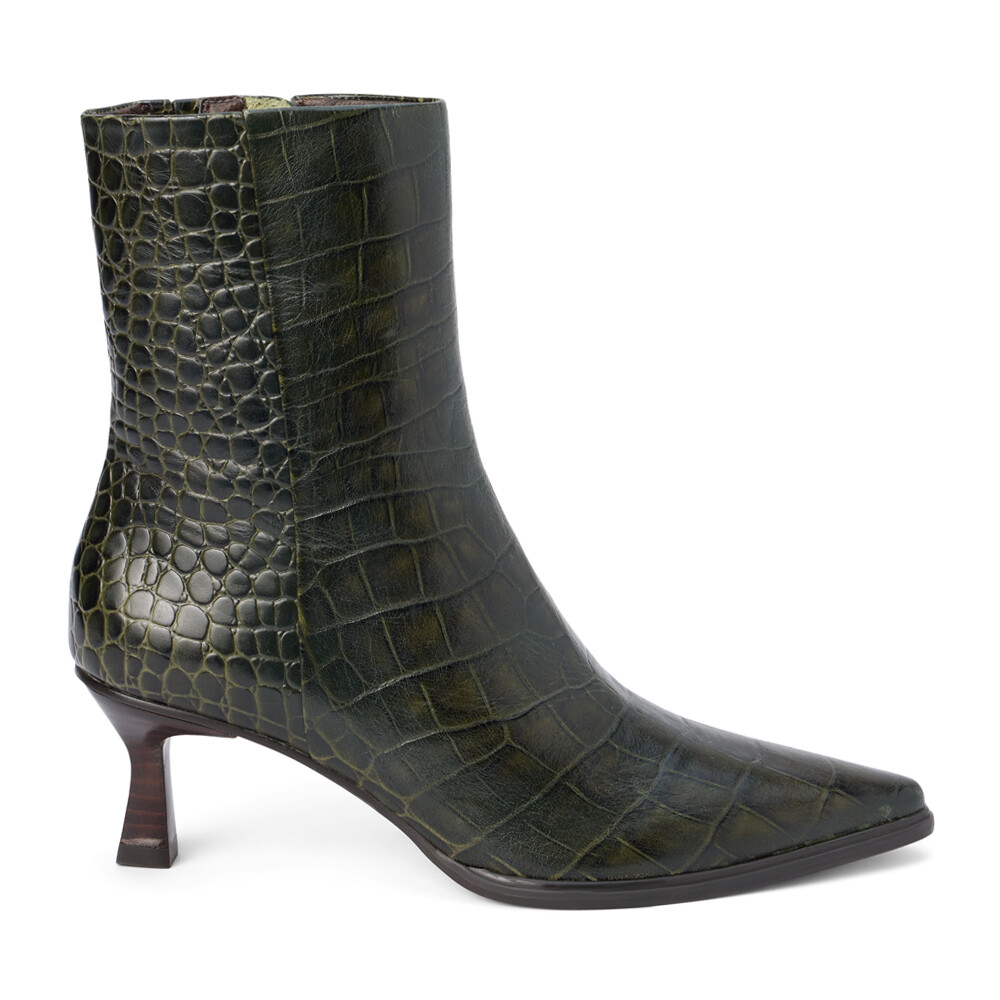 Matisse Gabbie Green Croc Embossed Zippered Pointed Toe Casual Boots for Women