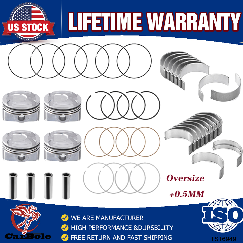 OVERSIZE+0.5MM Piston & Ring & Bearing For 2012-2016 Hyundai Kia Accent Rio 1.6L