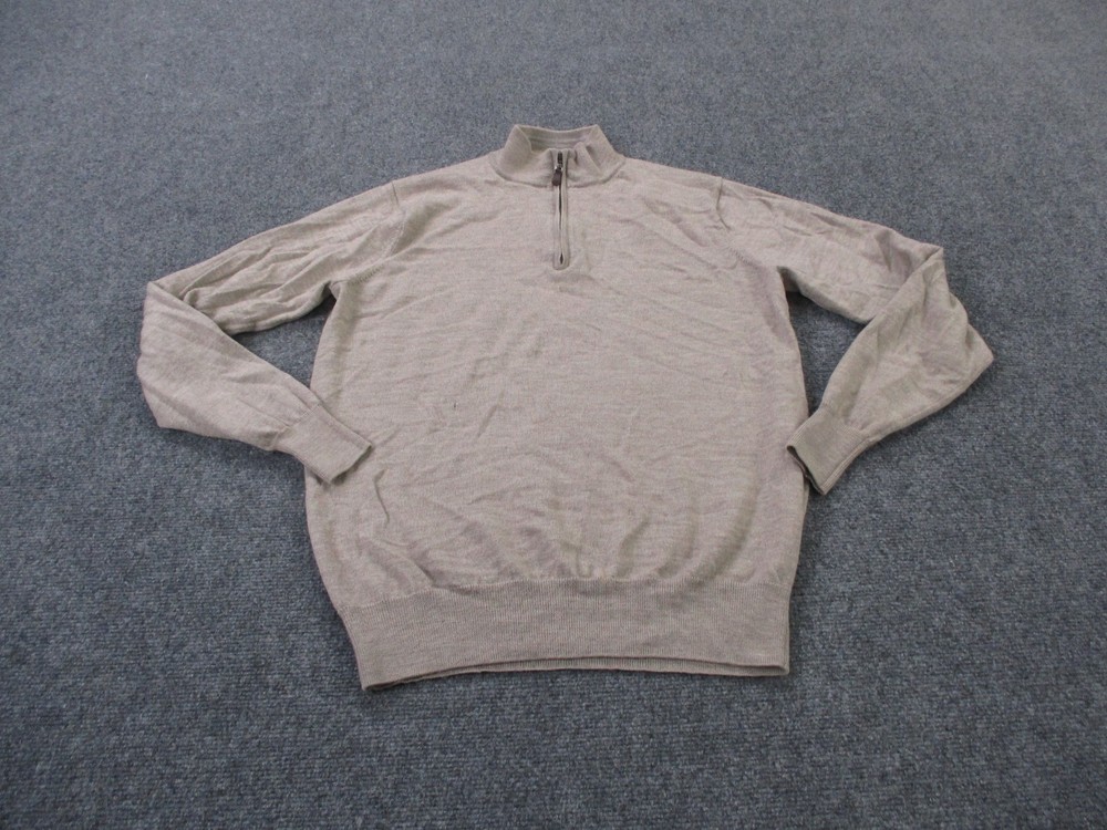 Peter Millar Sweater Men M Beige Merino Wool Pullover Golf Preppy Stretch Sport