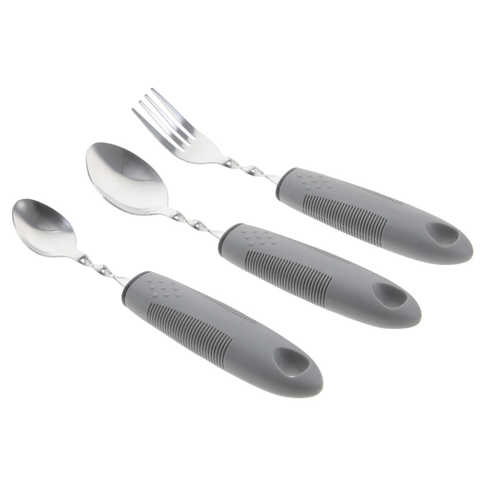 3PCS Cutlery Disabled Elderly Tableware Fork Spoon Stainless Steel Flatware