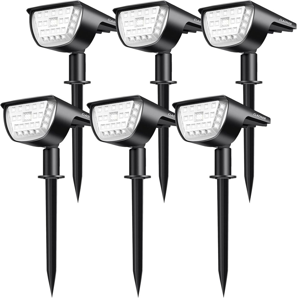 Energy-Efficient Outdoor Solar Spotlights with 6500K Cold White Glow - 6 Pack