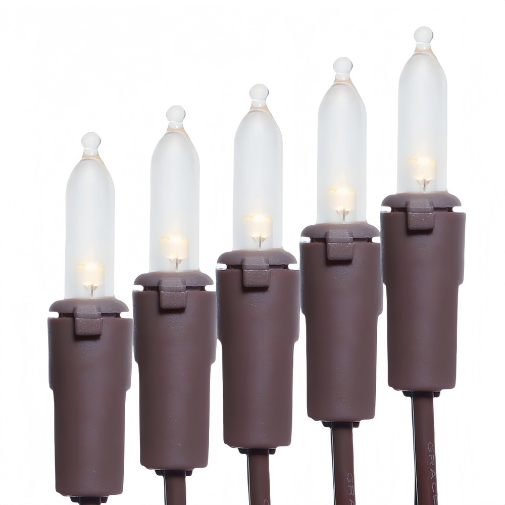 150 LED Warm White Christmas Lights with 50 Ft Brown Wire, UL Listed and Comm...