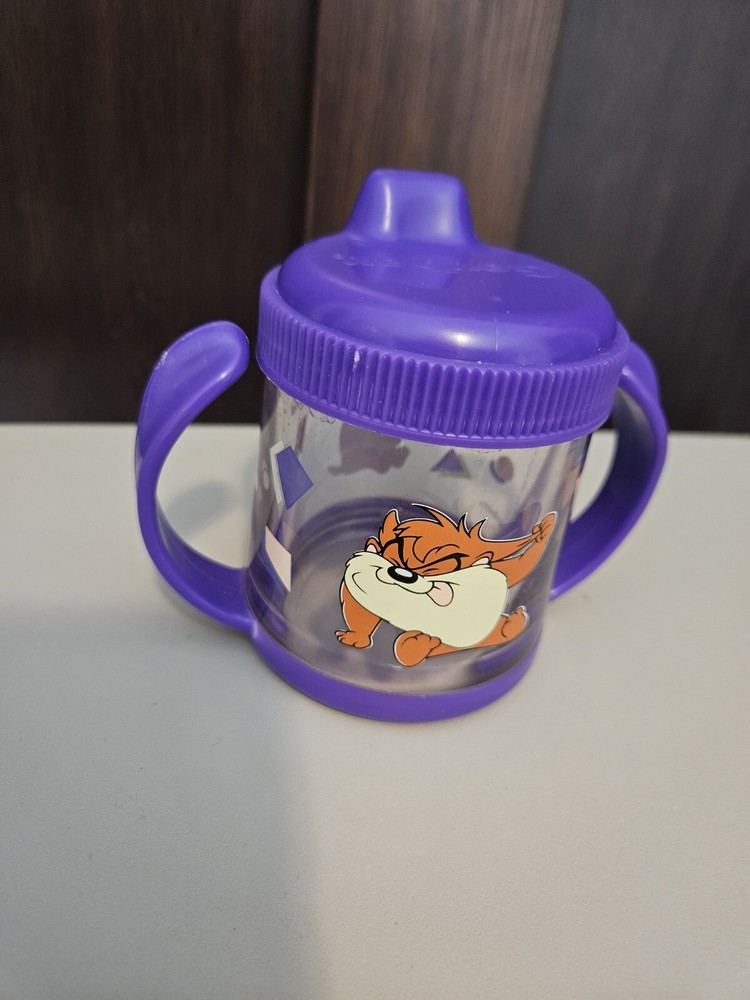 Vintage 90s Gerber Looney Tunes Taz Purple Sippy Cup
