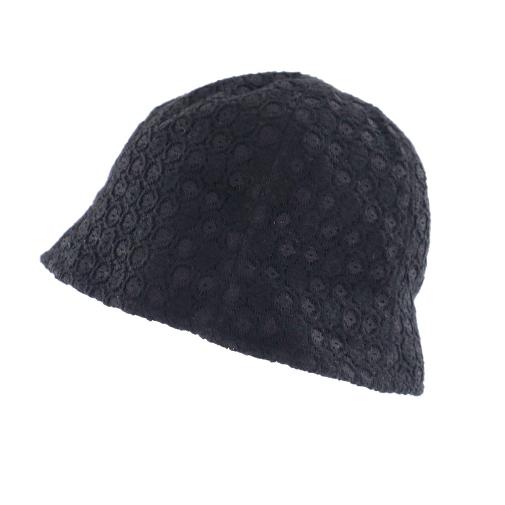 Nine West Crochet Bucket Hat Women O/S Black Y2k Boho Twee Streetwear Granny 90s