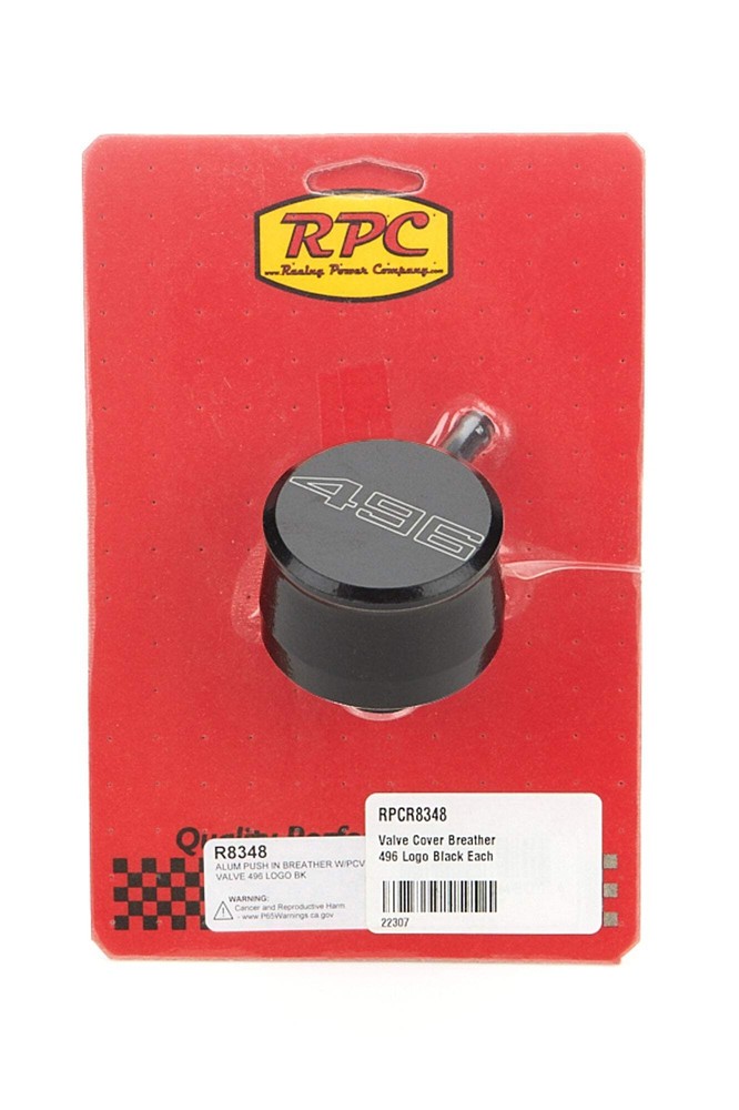 Fits Valve Cover Breather 496 Logo Black Each by Racing Power Co-Packaged R8348