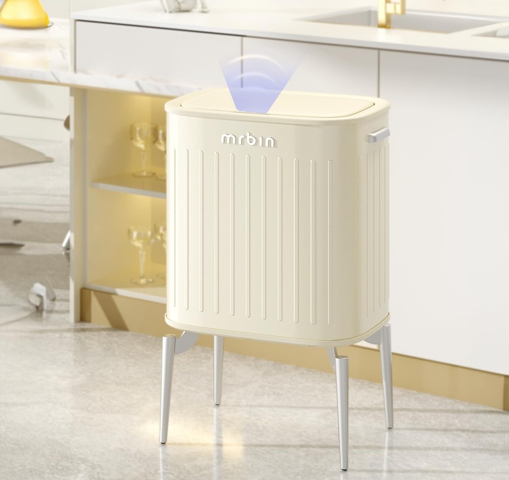 Tall Metal Motion Sensor Kitchen Trash Can, 36L / 9.5gal Pet Proof Slim Autom...