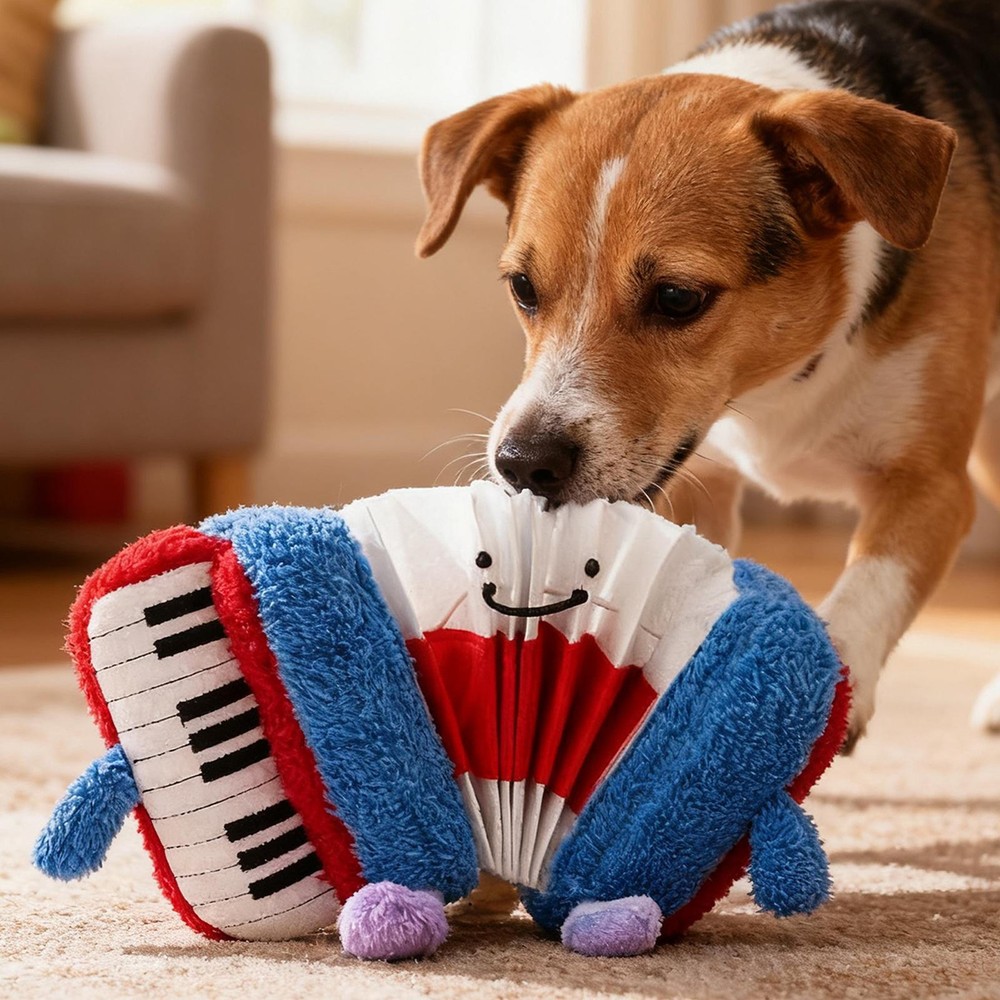 Dog Squeaky Toy Accordion Shape Puppy Chew Toy Interactive Puzzle Feeder Toy