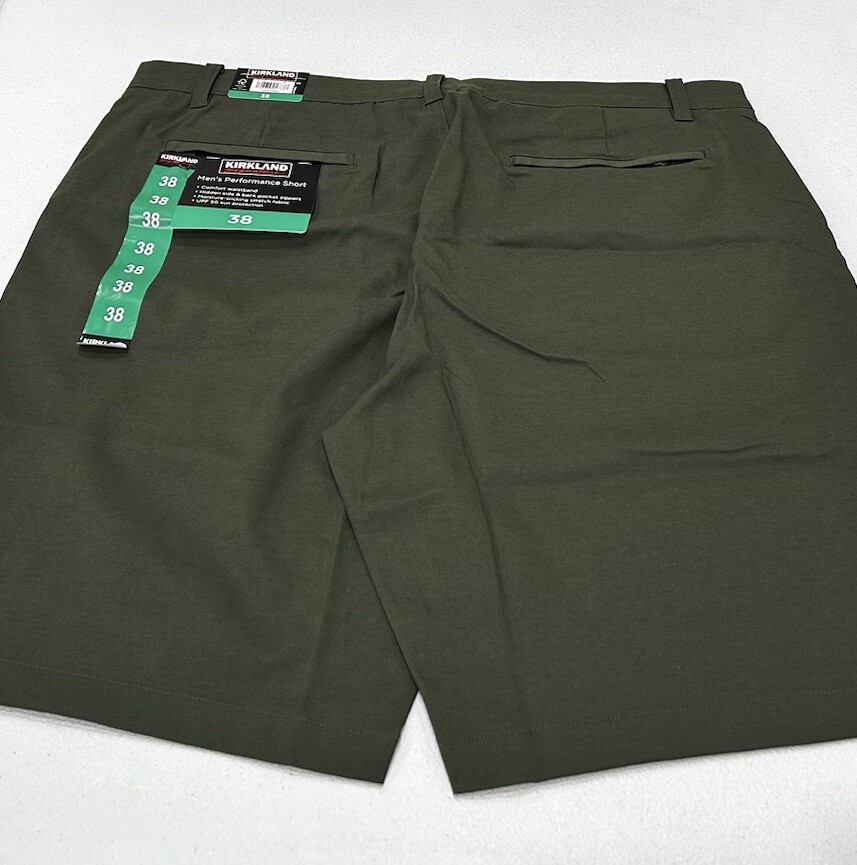 Kirkland Signature Men's Performance Shorts, Dark Green, Size 38
