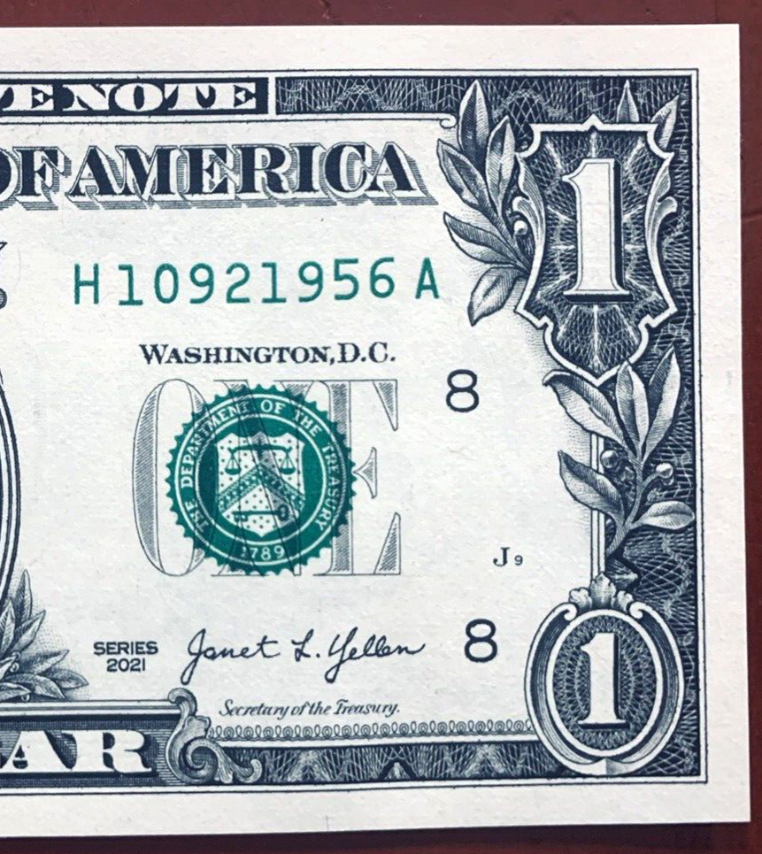 1956 Trailing Birth Year Note Fancy Serial Number  Series 2021 H10921956A UNC