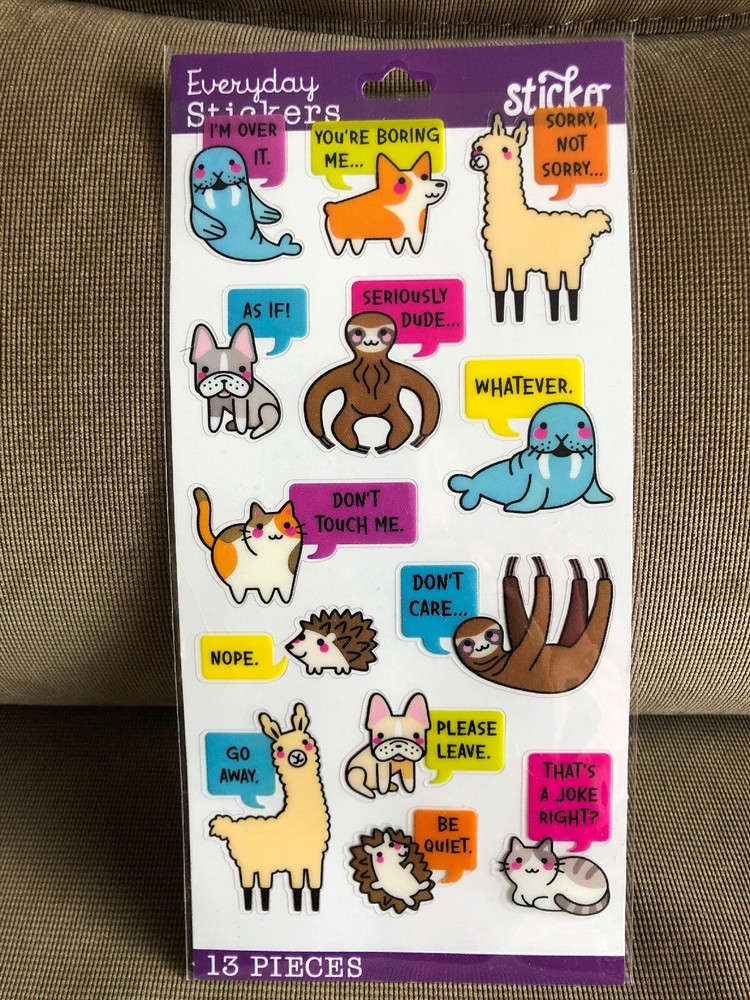 Sarcastic Animal Stickers by Ek Success Sticko Free Shipping