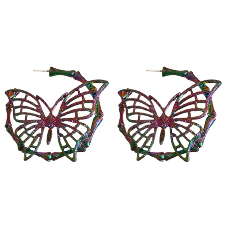 Colorful Hollow Butterfly Dangle Stud Earrings