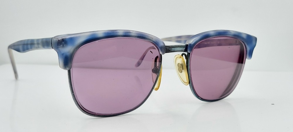 Vintage Marcolin 662 Blue Marble Oval Brown-Line Sunglasses Italy Frames