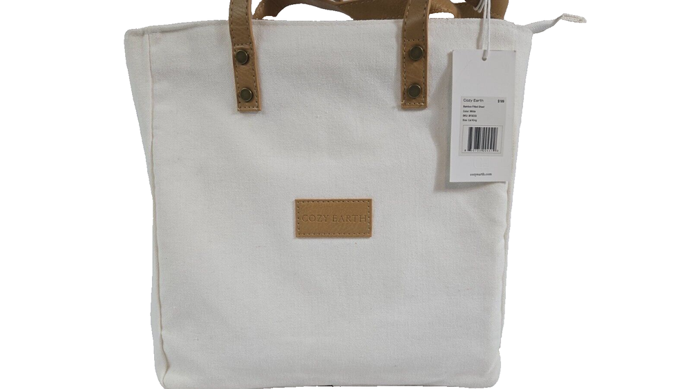 New California King Bamboo Fitted Sheet with Canvas Bag by Cozy Earth in White