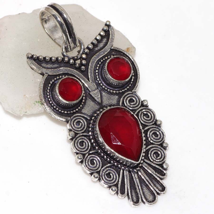 Handmade Red Onyx Gemstone Pendant 2.1