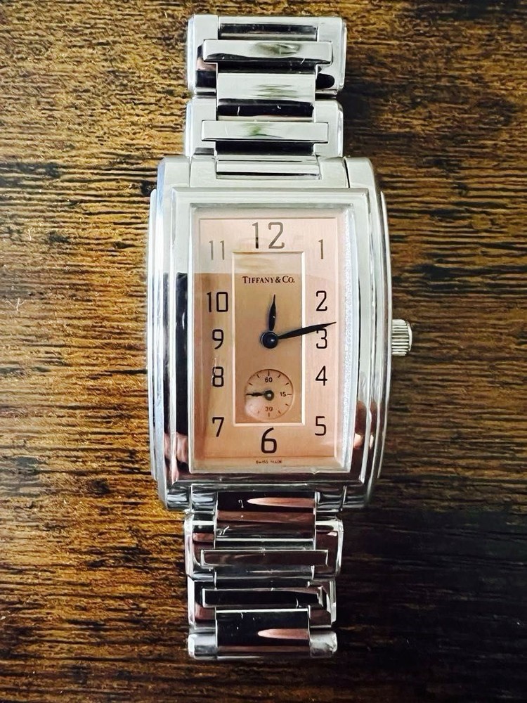 TIFFANY Co. Grand Rectangular Quartz Movement Rare Greatly 99800 75980