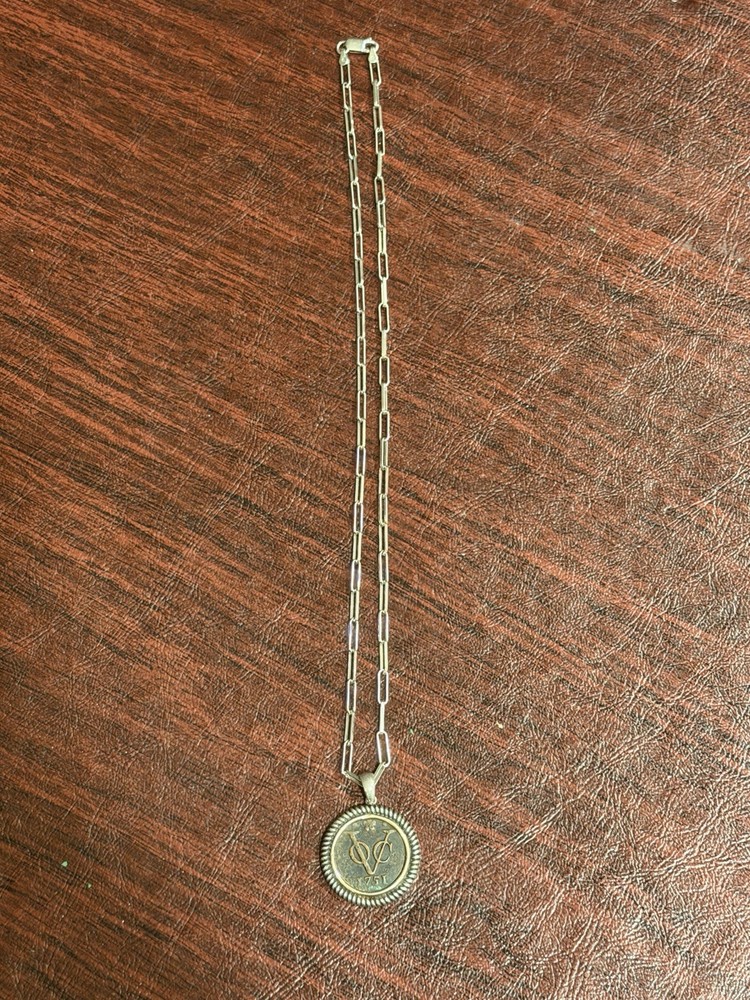 Flash sale! 1751 VOC East Indies company Sterling Frame 14k Bezel 925 Chain-image