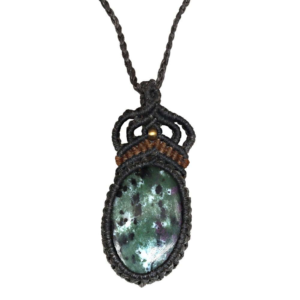 Handmade Ruby Zoisite Macrame Gemstone Necklace 20-36 Inches