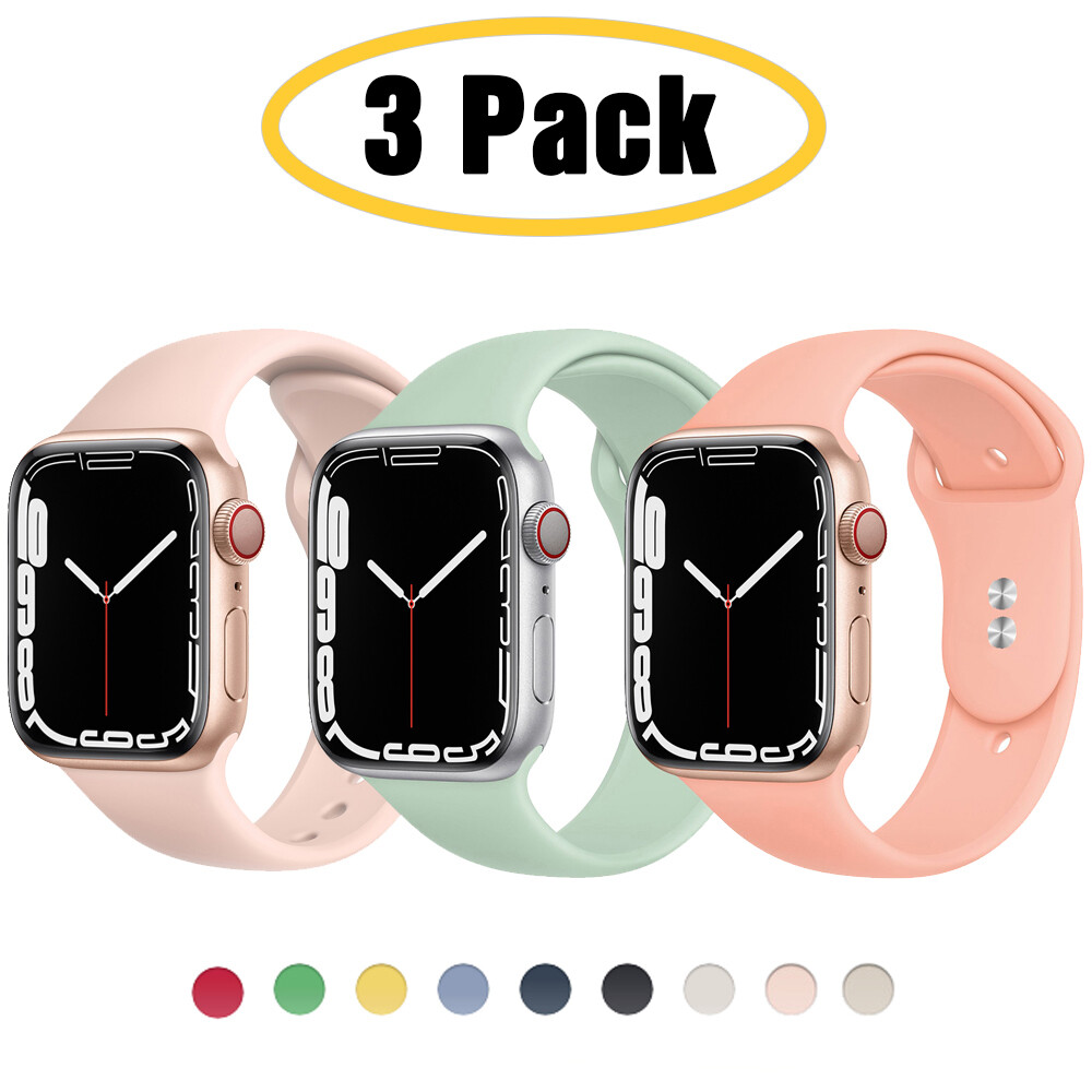 3 PACK Silicone Sport Band Strap for Apple Watch 10 9 8 7 6 5 4 SE 38/45mm S L