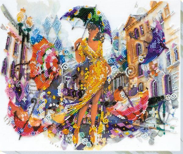 Bead embroidery kit Circles needlework kit Art canvas beadwork pattern