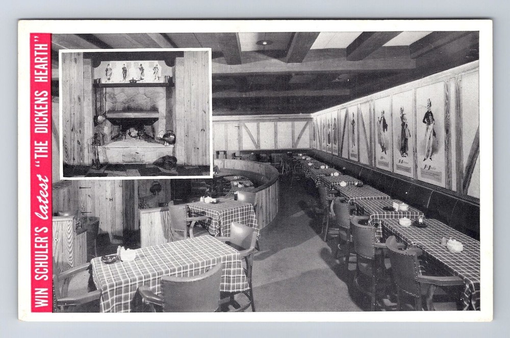 Vintage Marshall MI Michigan Win Schulers The Dickens Hearth Postcard