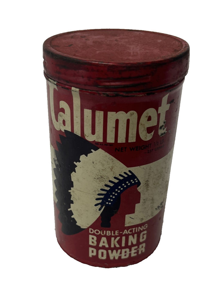 Old Advertising Tin CALUMET Baking Powder General Foods Chicago INDIAN