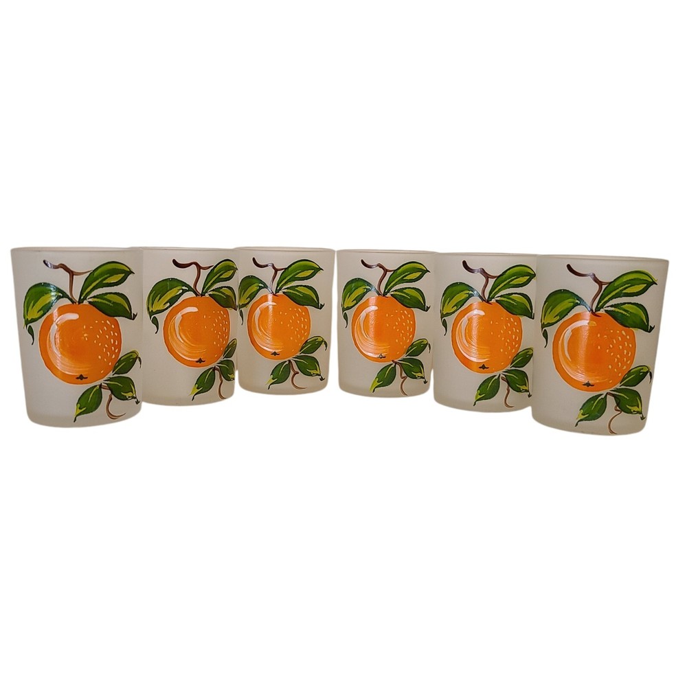 Vintage Hazel Atlas frosted orange juice glasses set of 6