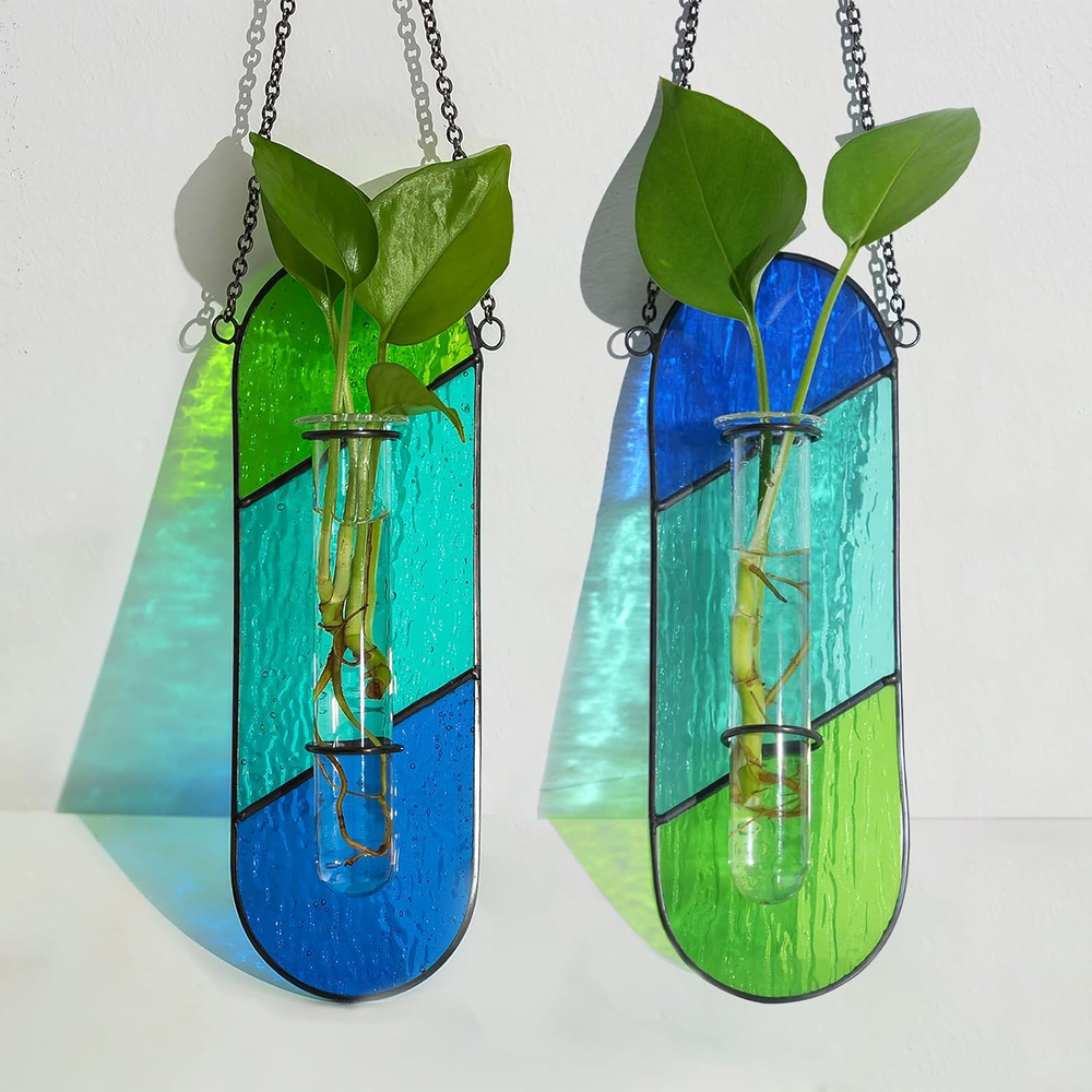 Stained Glass Propagation Wall Hanging 2 Pcs Propagation Station Planters Window