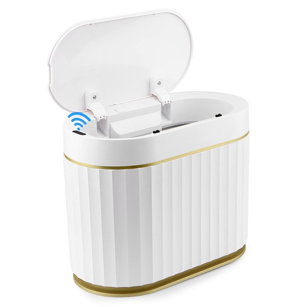 Small Touchless Trash Can, 1.3 Gallon Smart Motion Sensor Wastebasket Garbage...